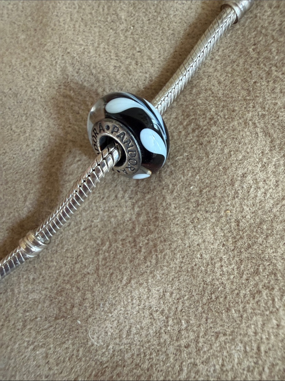 Pandora Black and White Swirl Bead